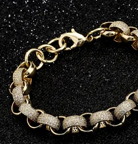 12mm Gold Filled Pattern Belcher Bracelet Stones 8/9 Inch