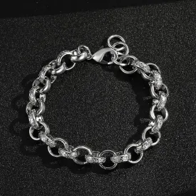 12mm Silver Filled Crystal Pattern Belcher Bracelet 8 Inches