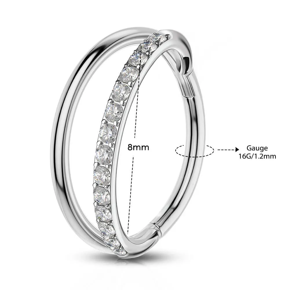 16G Double Hoop Hinged Segment Helix Conch Earrings