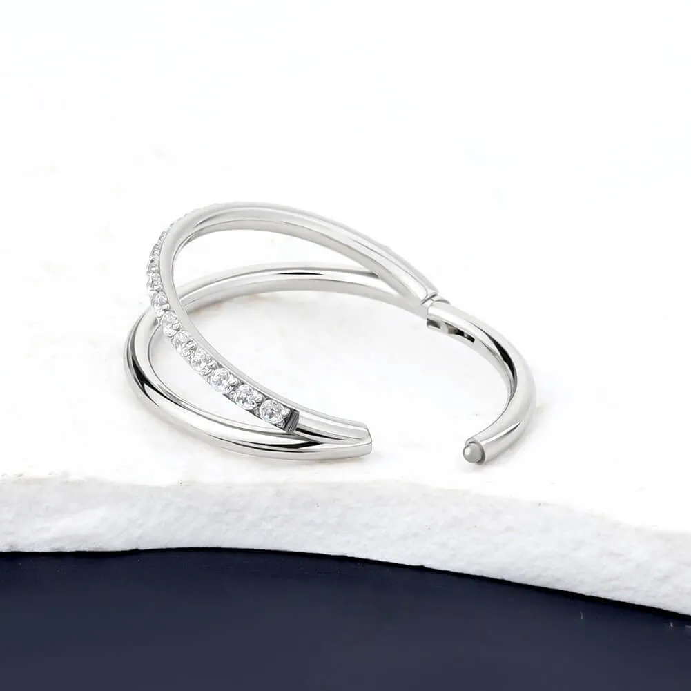 16G Double Hoop Hinged Segment Helix Conch Earrings