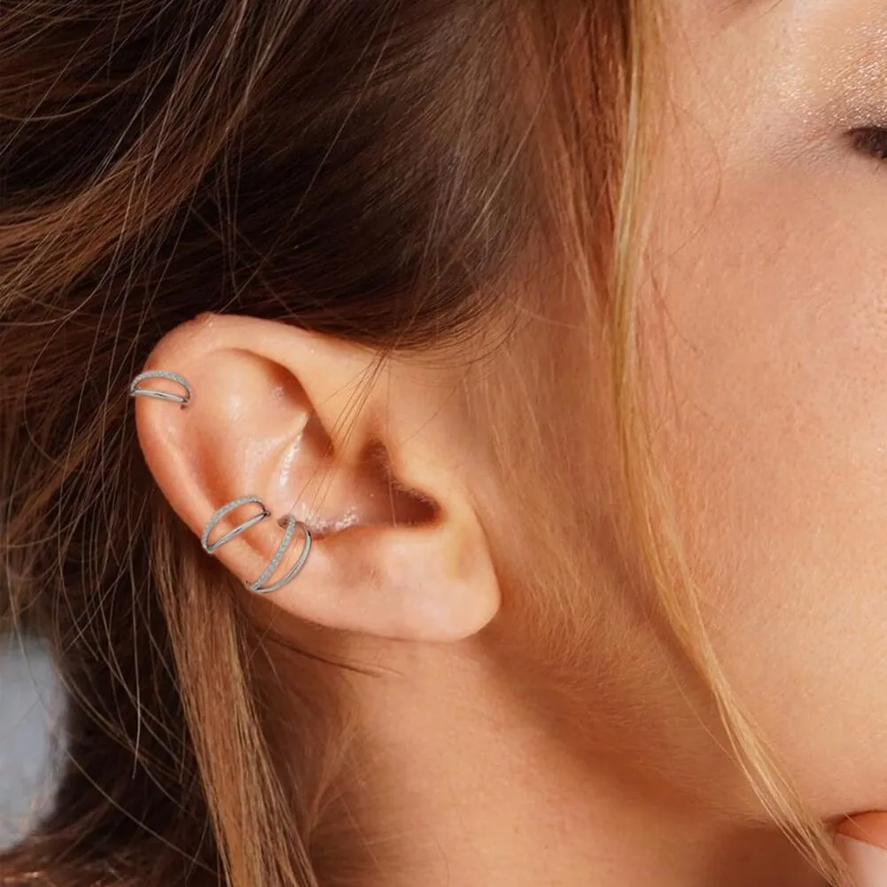 16G Double Hoop Hinged Segment Helix Conch Earrings