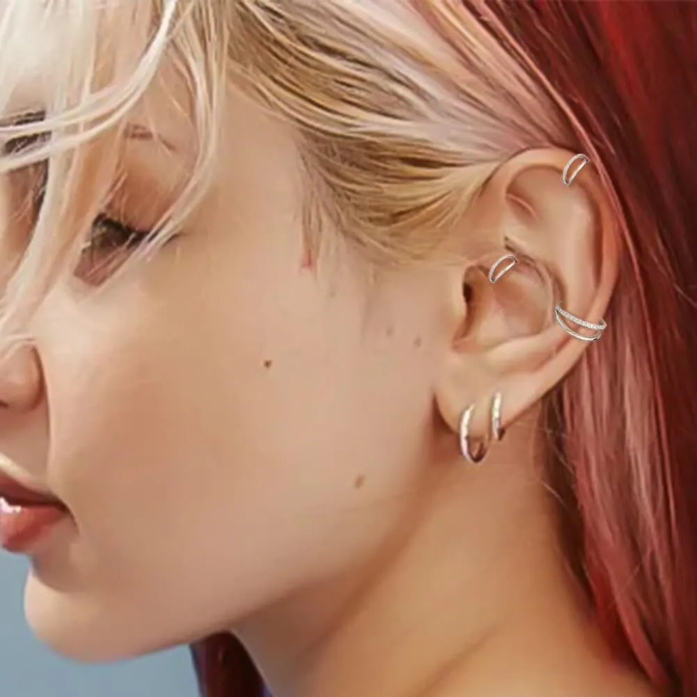 16G Double Hoop Hinged Segment Helix Conch Earrings