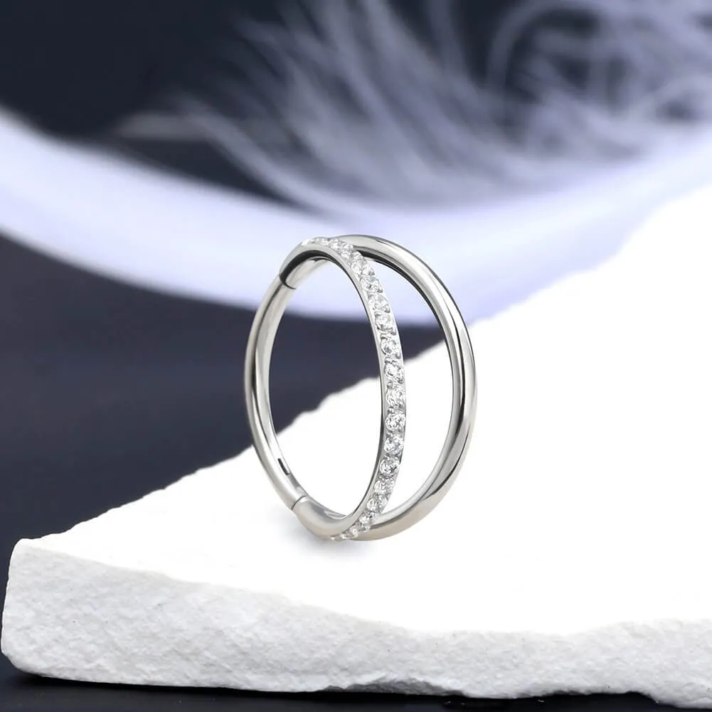 16G Double Hoop Hinged Segment Helix Conch Earrings