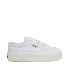 2631 STRIPE PLATFORM VEGAN FAUX LEATHER WHITE WHITE AVORIO