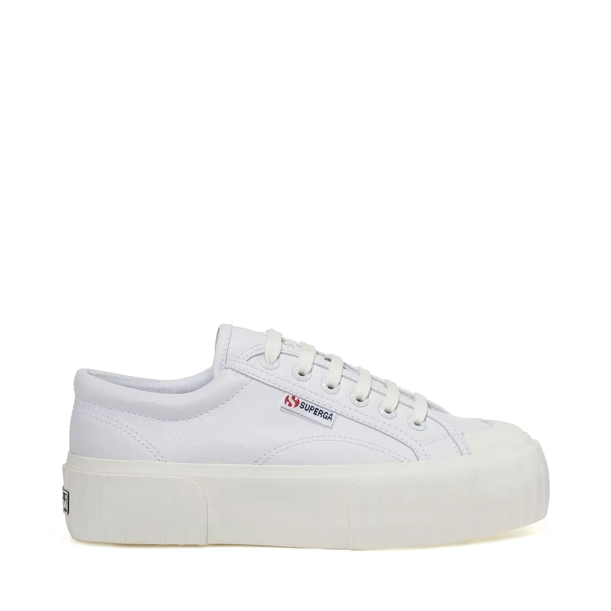 2631 STRIPE PLATFORM VEGAN FAUX LEATHER WHITE WHITE AVORIO