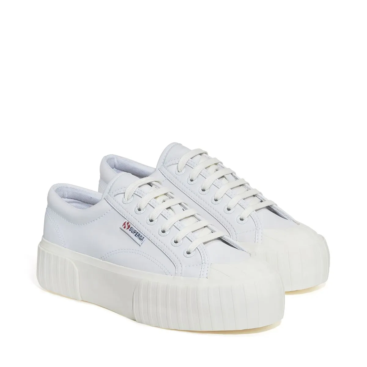 2631 STRIPE PLATFORM VEGAN FAUX LEATHER WHITE WHITE AVORIO