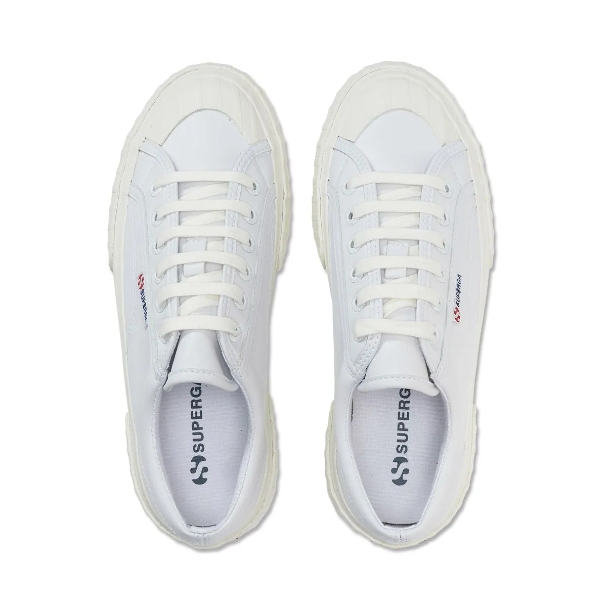 2631 STRIPE PLATFORM VEGAN FAUX LEATHER WHITE WHITE AVORIO