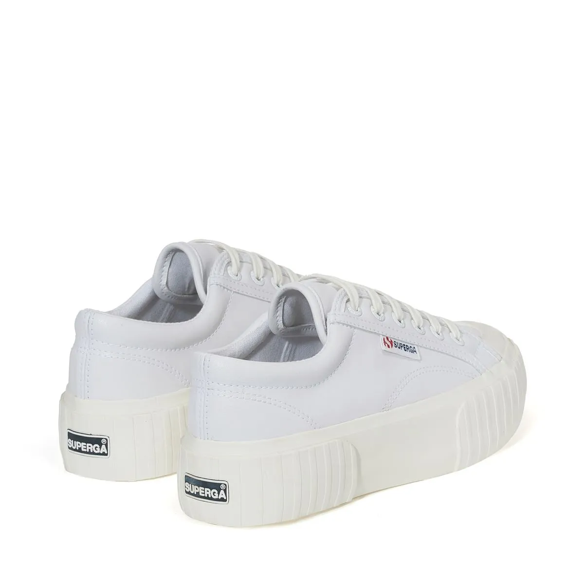 2631 STRIPE PLATFORM VEGAN FAUX LEATHER WHITE WHITE AVORIO