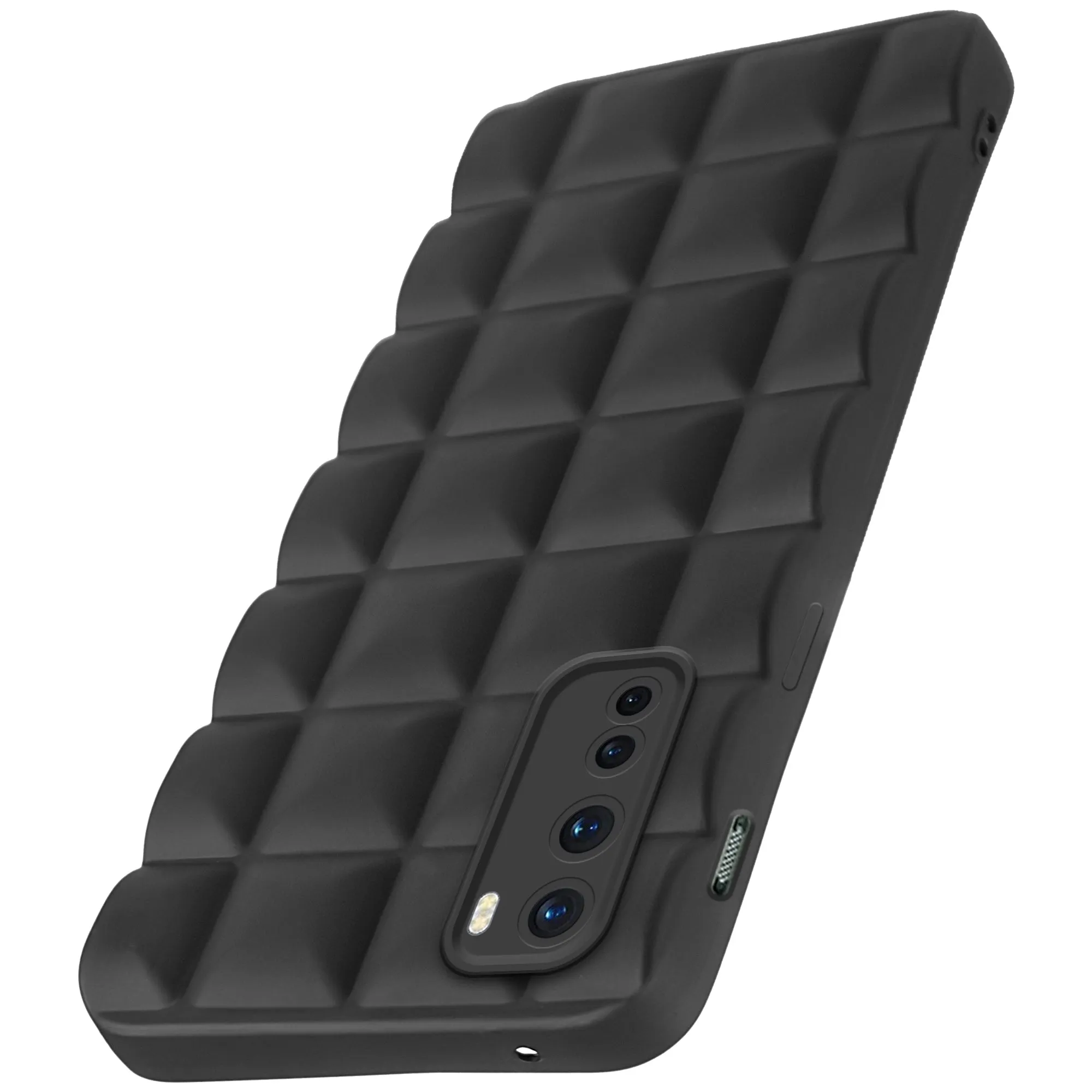 3D Grid Matte Silicone Phone Case Cover for - Oneplus Nord 5G - Black