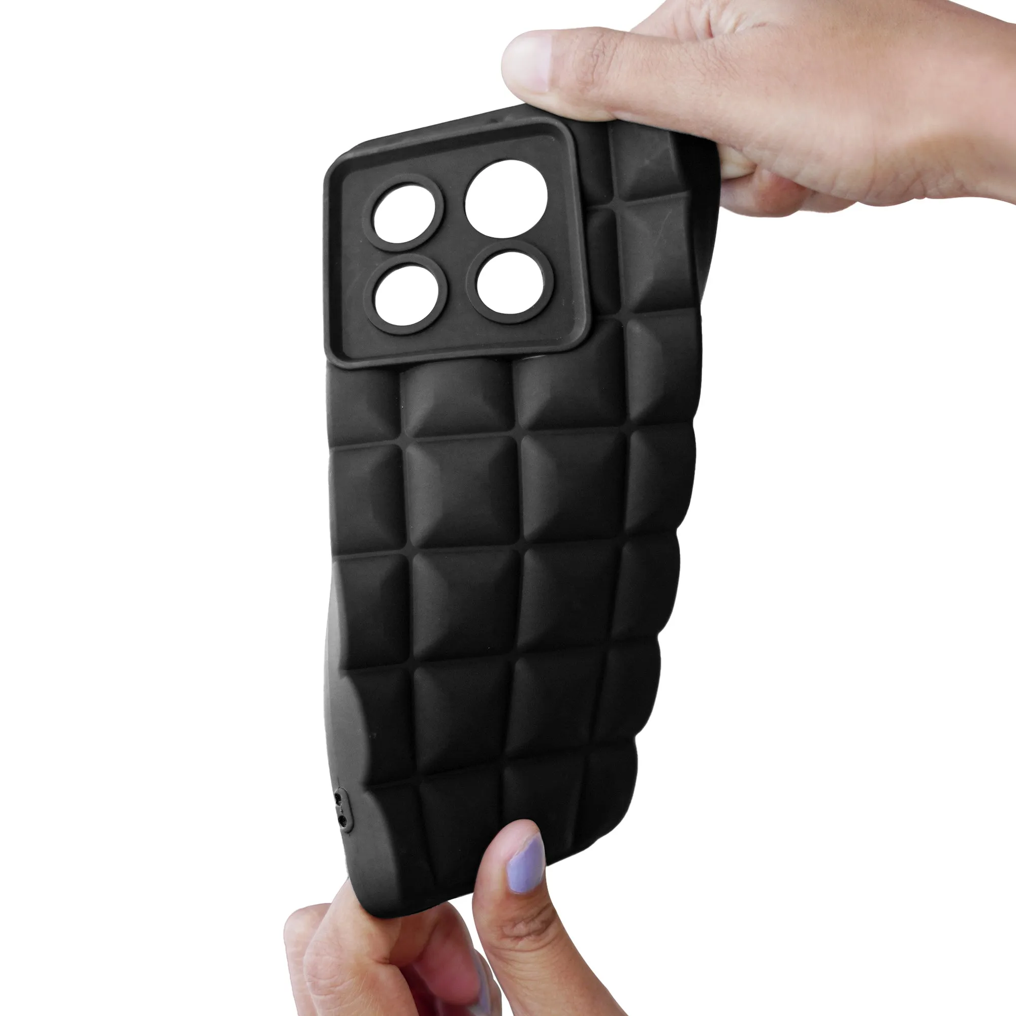 3D Grid Matte Silicone Phone Case Cover for - Oneplus Nord 5G - Black