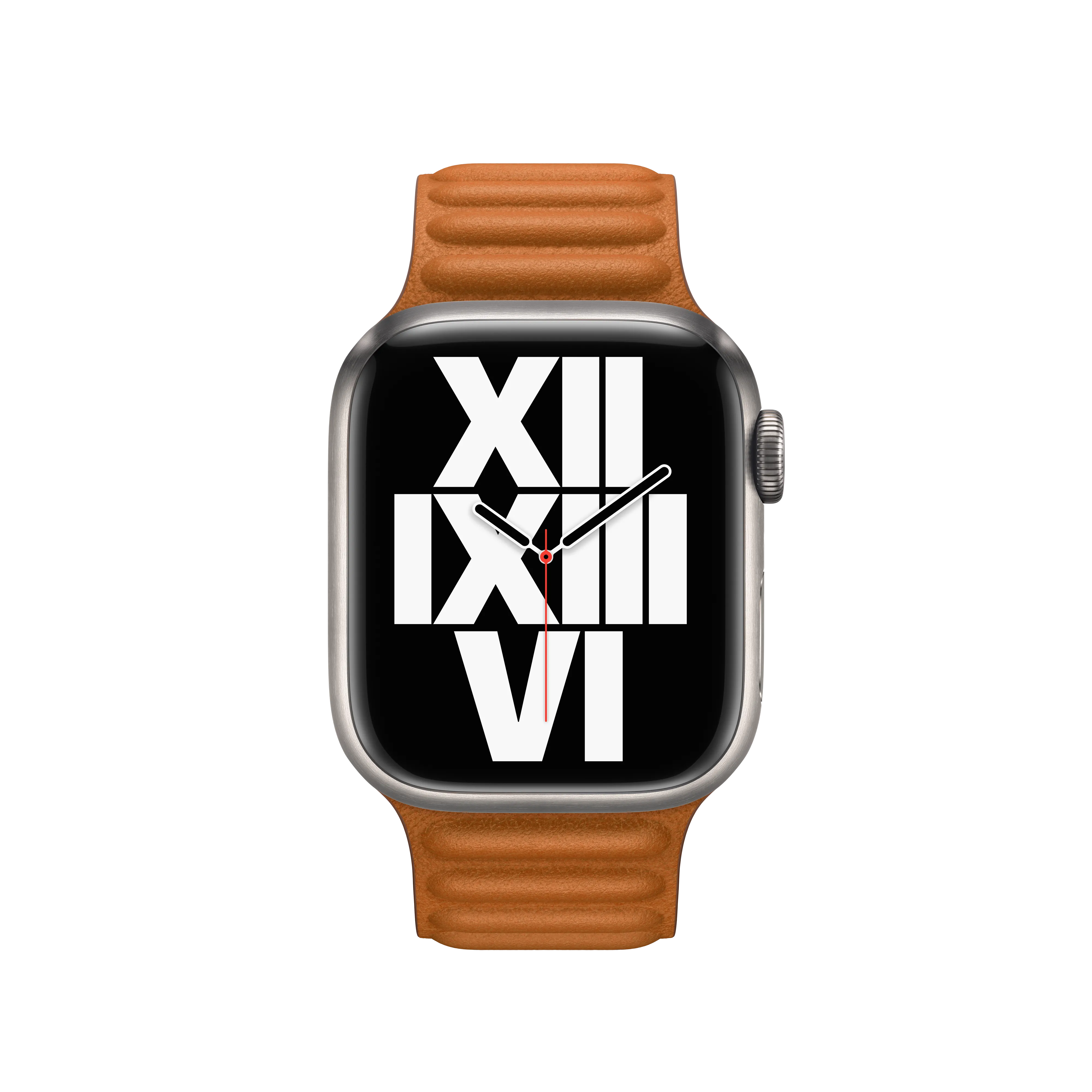 41mm Golden Brown Leather Link - S/M