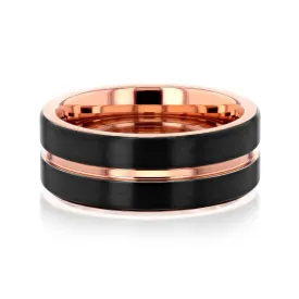 8mm Two-Tone Rose and Black Men's Band