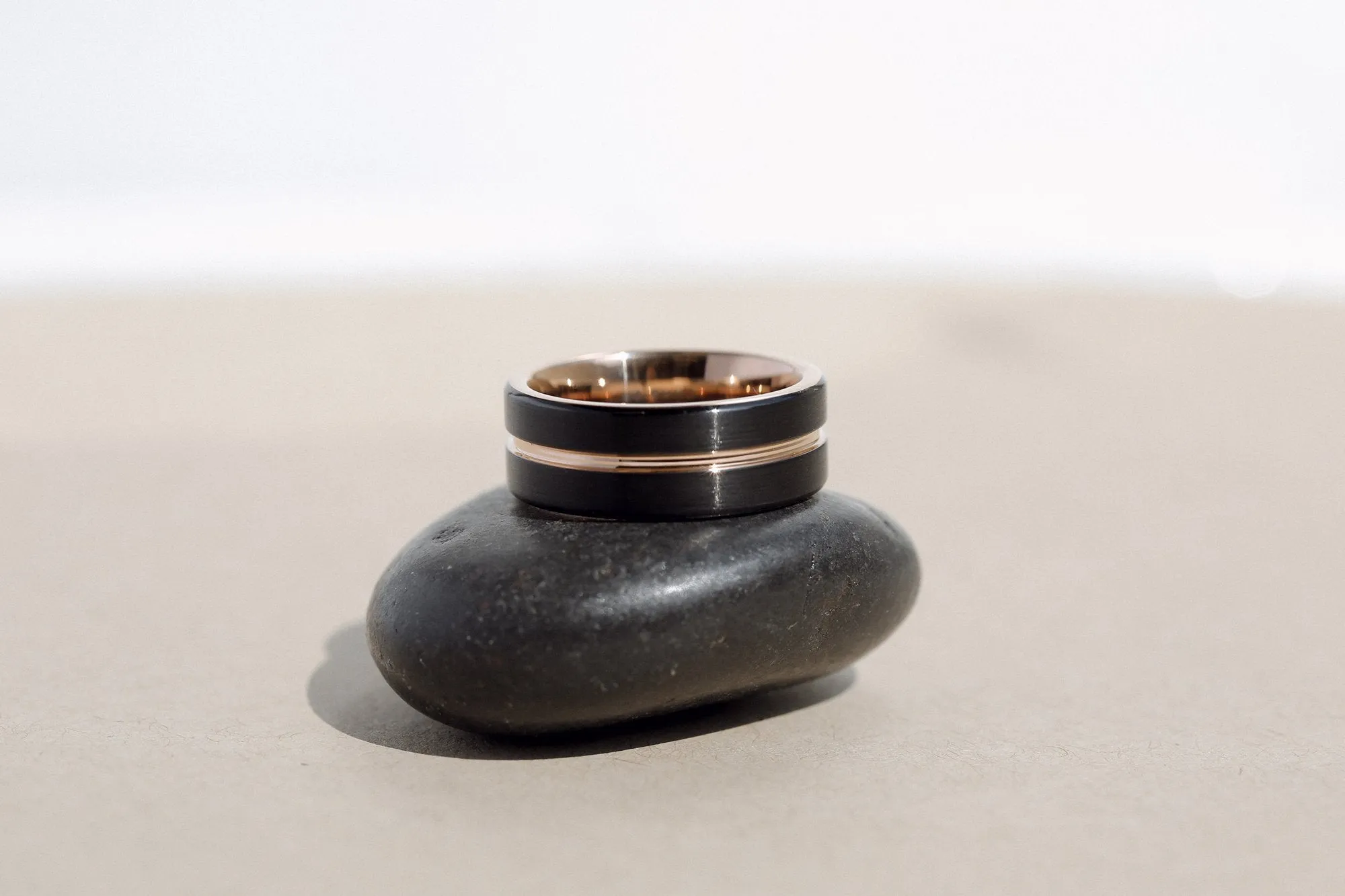 8mm Two-Tone Rose and Black Men's Band