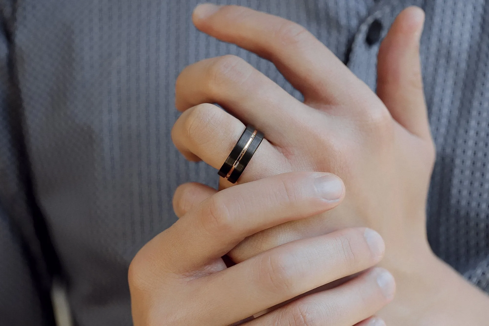 8mm Two-Tone Rose and Black Men's Band