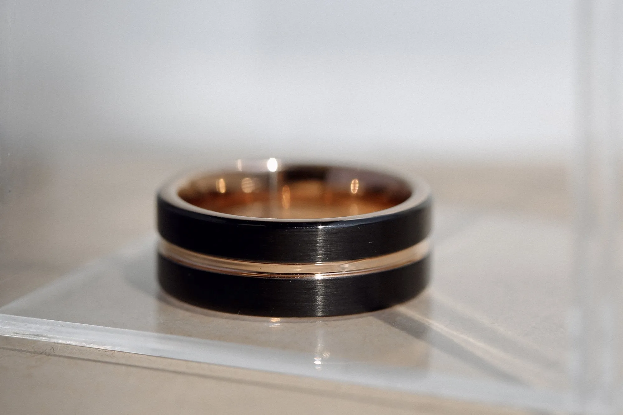 8mm Two-Tone Rose and Black Men's Band