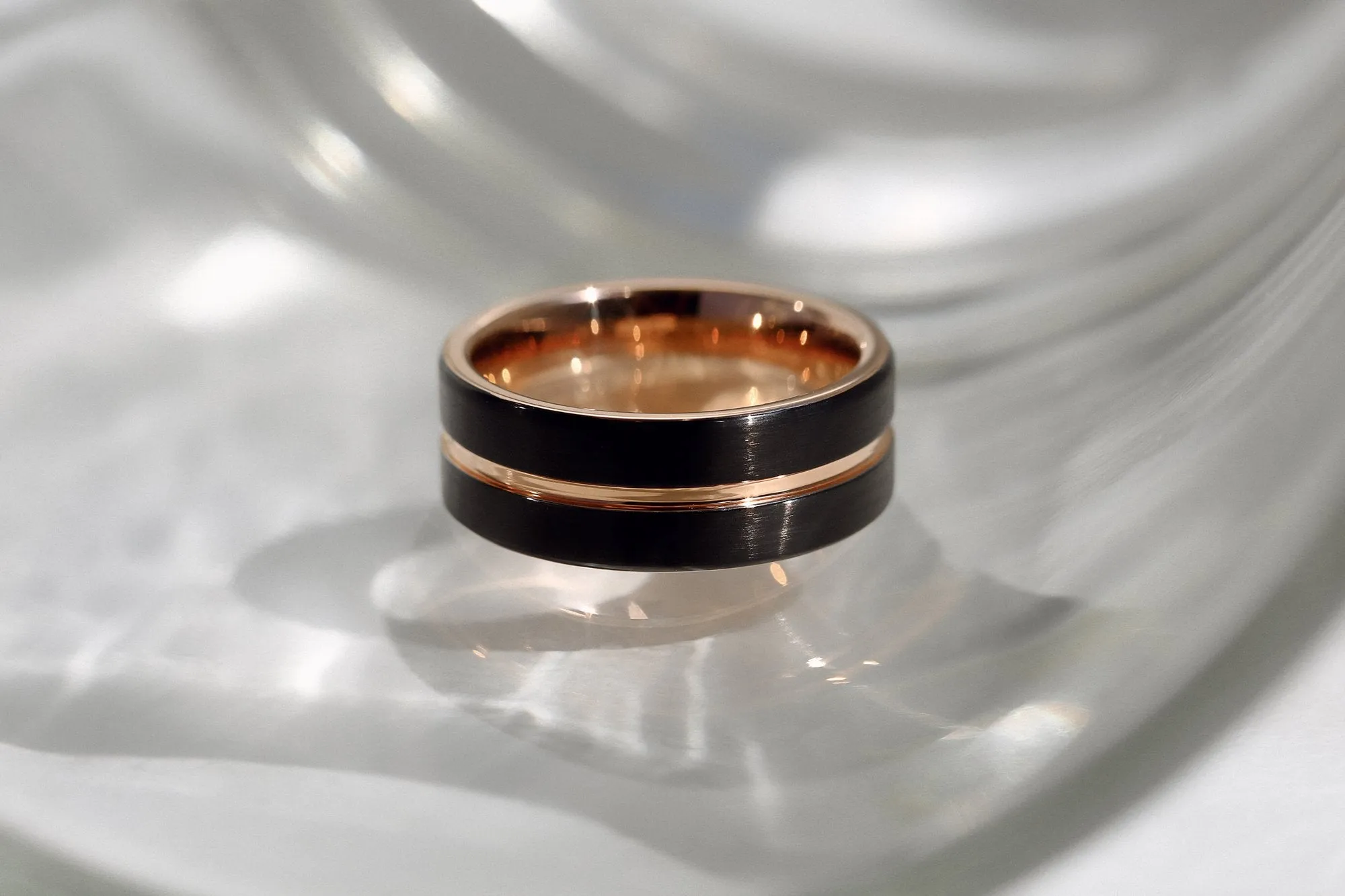8mm Two-Tone Rose and Black Men's Band