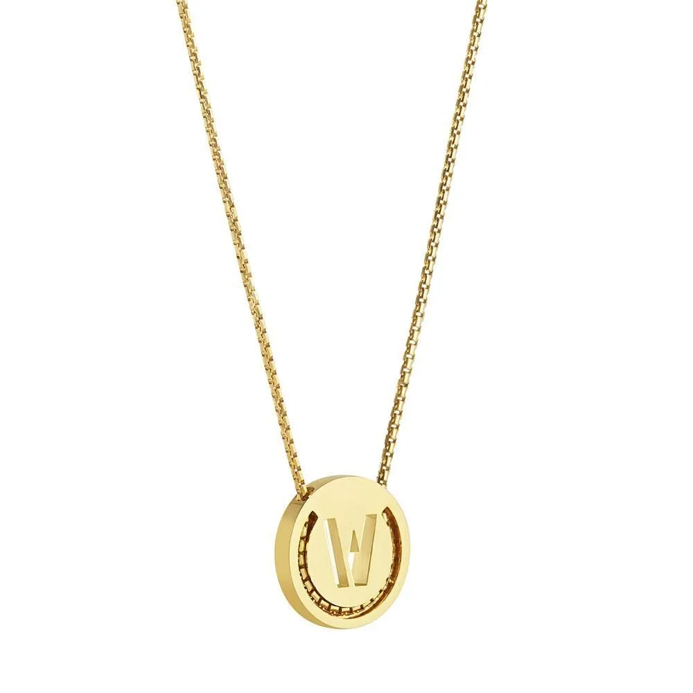 ABC's - W 18K Gold Plated Necklace