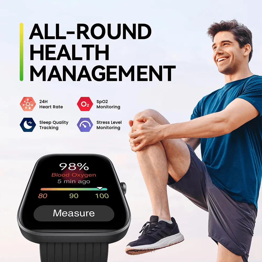 Amazfit Bip 3 Pro Smart Watch (44mm) Plastic Case With Black Silicone Strap