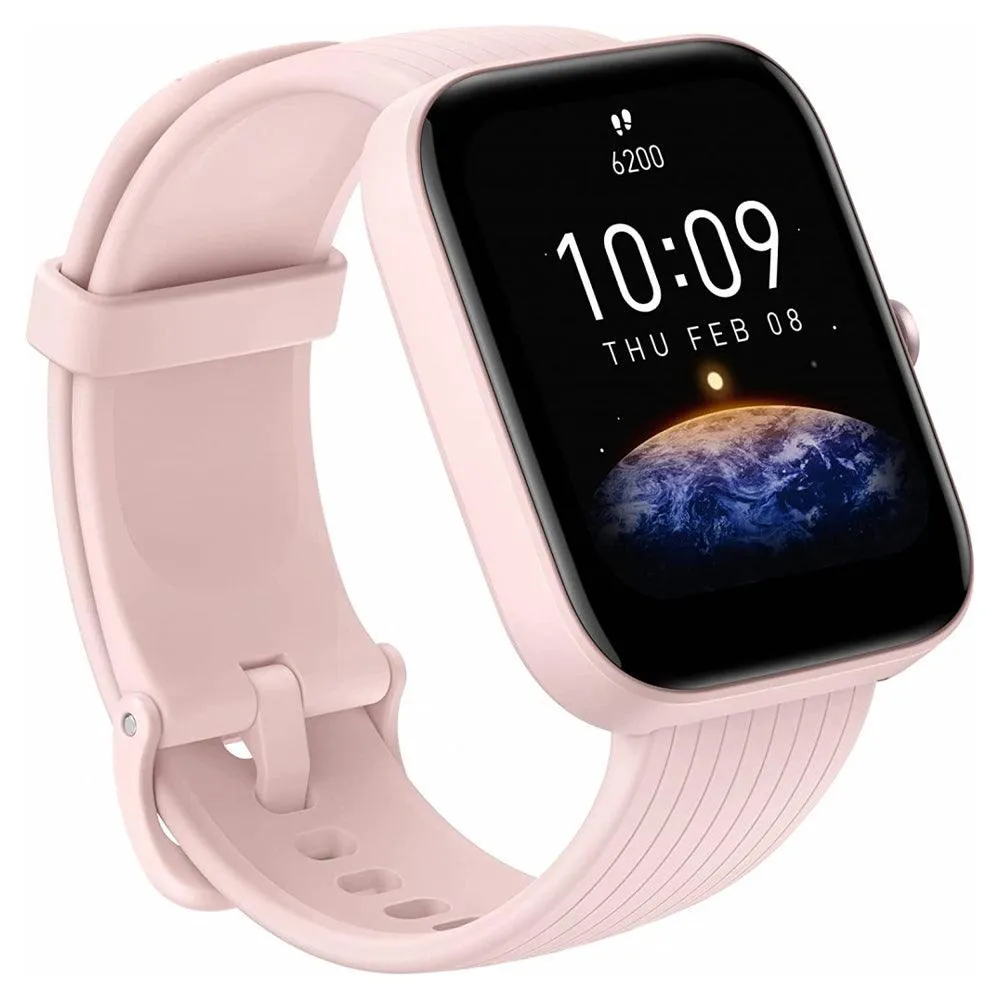 Amazfit Bip 3 Pro Smart Watch (44mm) Plastic Case With Pink Silicone Strap