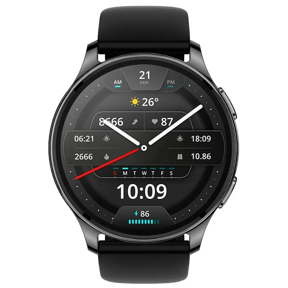 Amazfit Pop 3R Smart Watch (45.5mm) Black Case With Black Silicone Strap