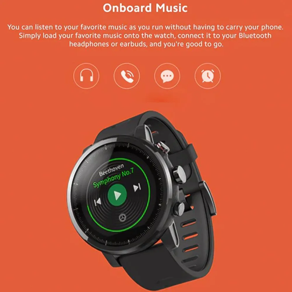 Amazfit Stratos Smart Watch (46mm - GPS) Aluminum Case With Black Strap