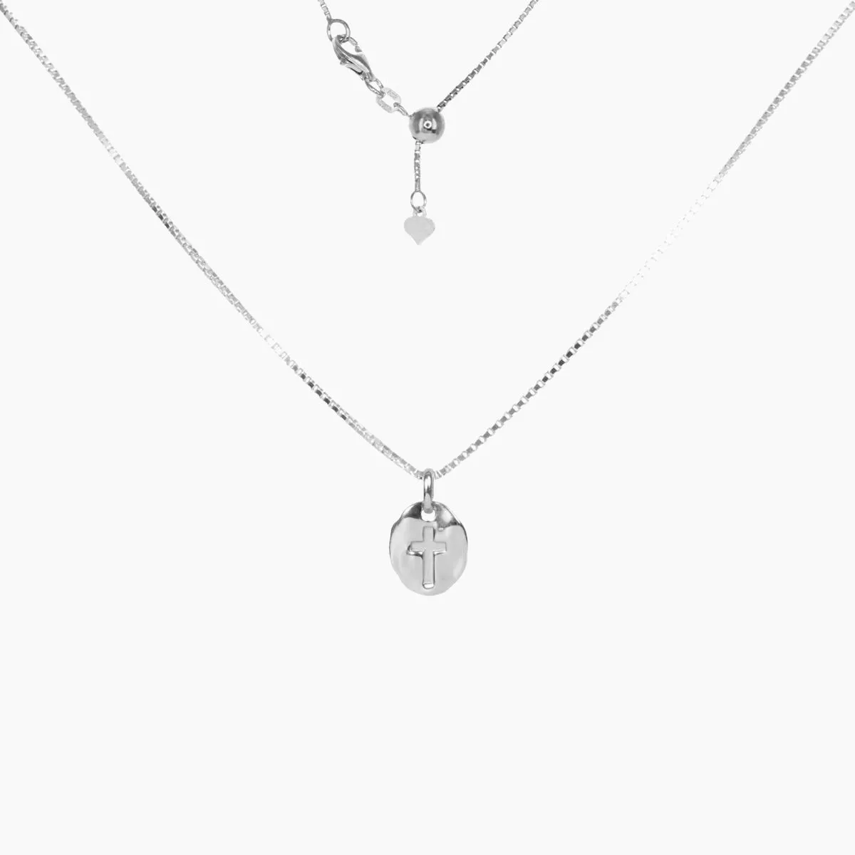 Antique Hammered Cross Charm Pendant (Silver)