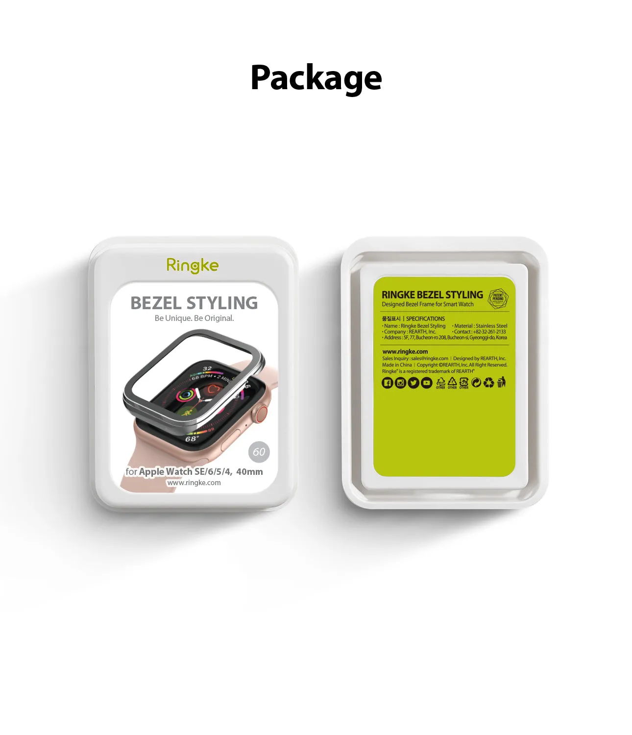 Apple Watch Series 6 / SE / 5 / 4 (40mm) | Premium Bezel Styling Silver   Black