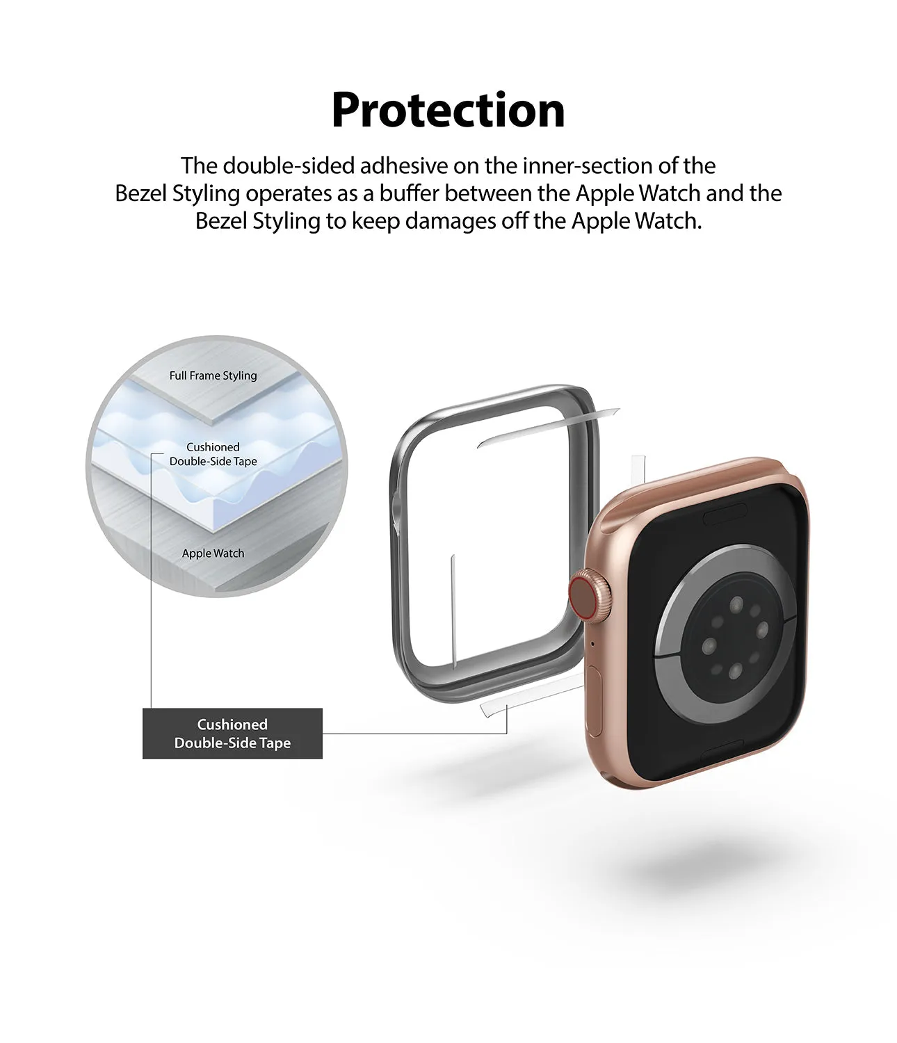 Apple Watch Series 6 / SE / 5 / 4 (40mm) | Premium Bezel Styling Silver   Black
