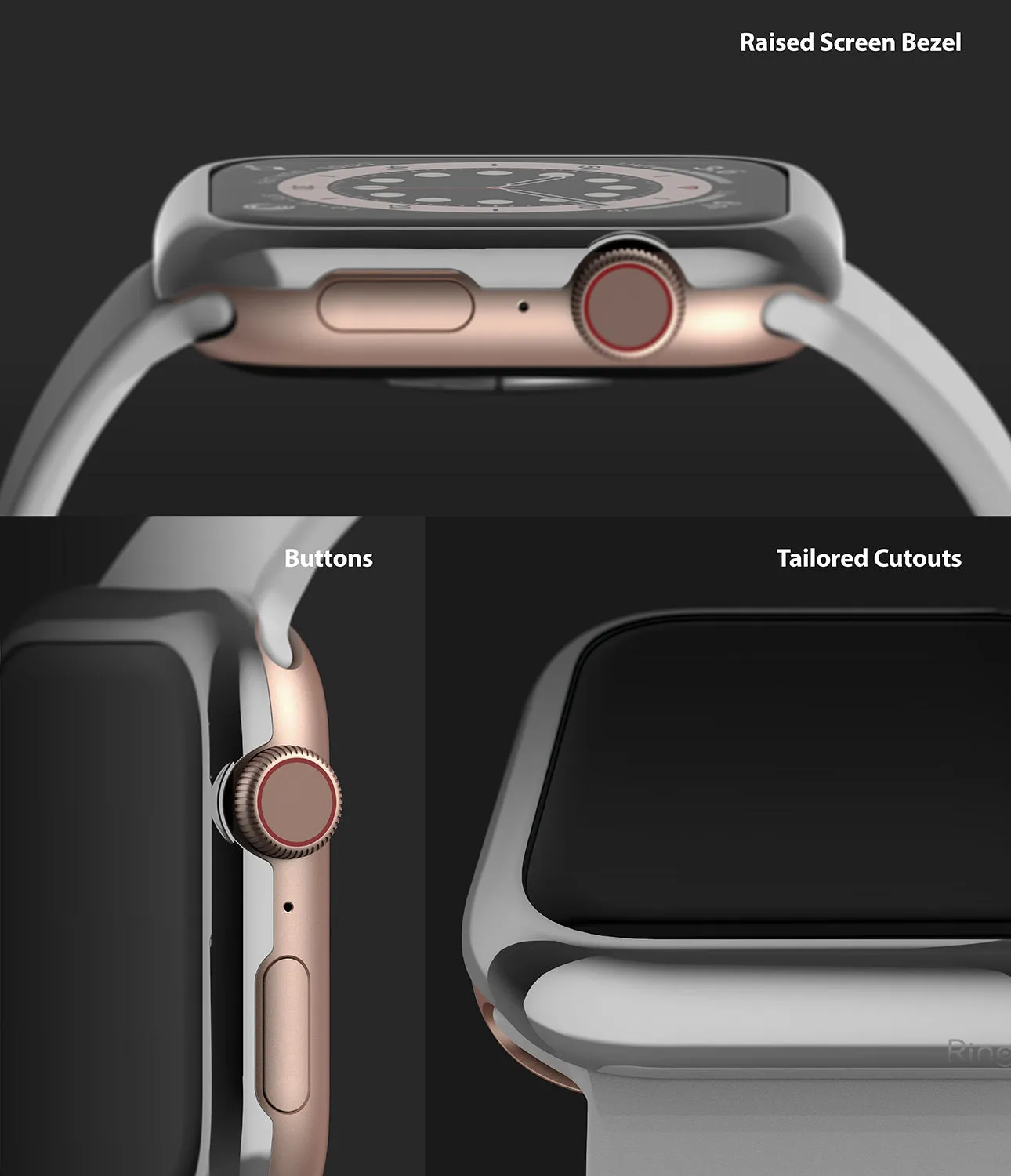 Apple Watch Series 6 / SE / 5 / 4 (40mm) | Premium Bezel Styling Silver   Black