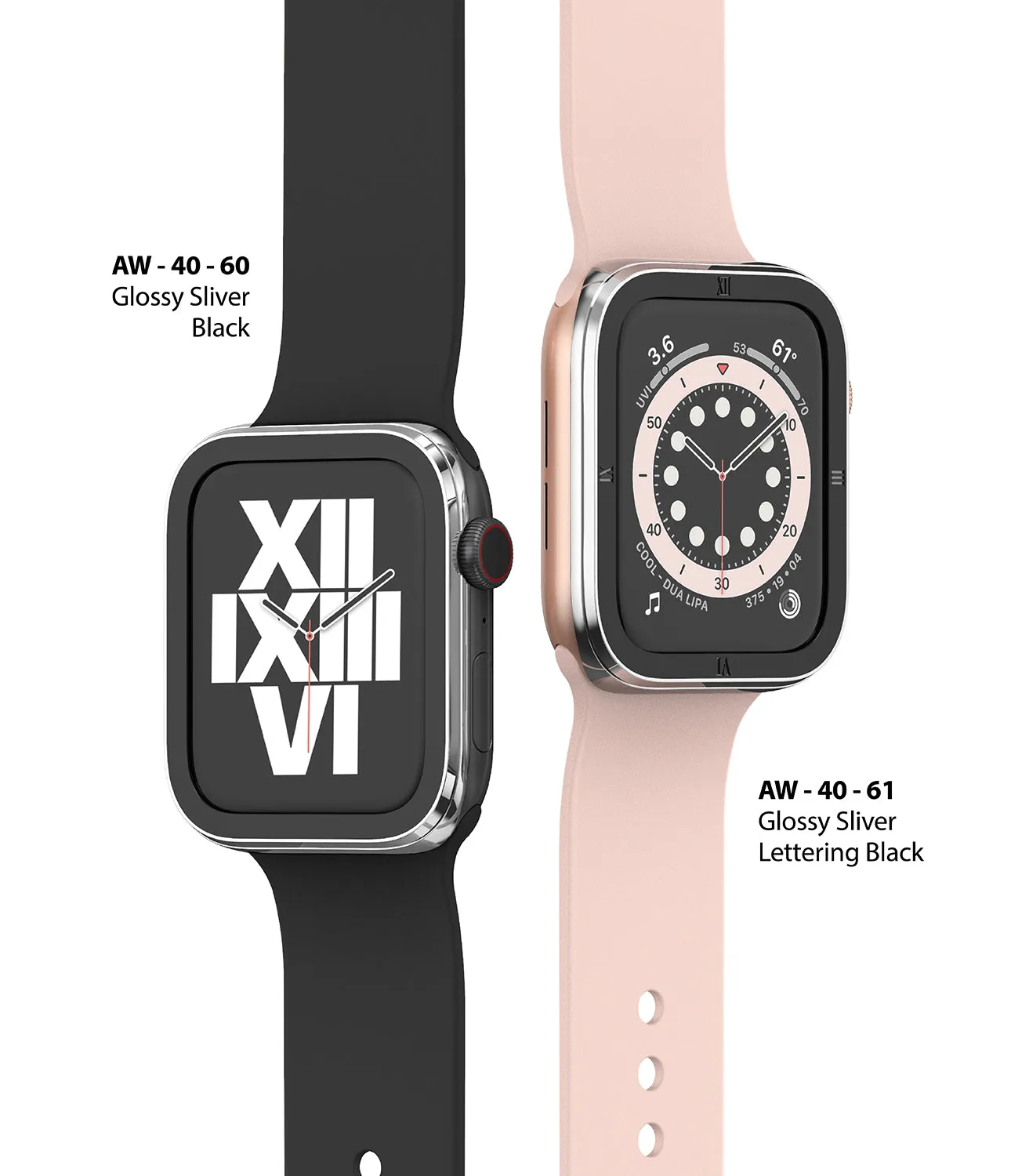 Apple Watch Series 6 / SE / 5 / 4 (40mm) | Premium Bezel Styling Silver   Black