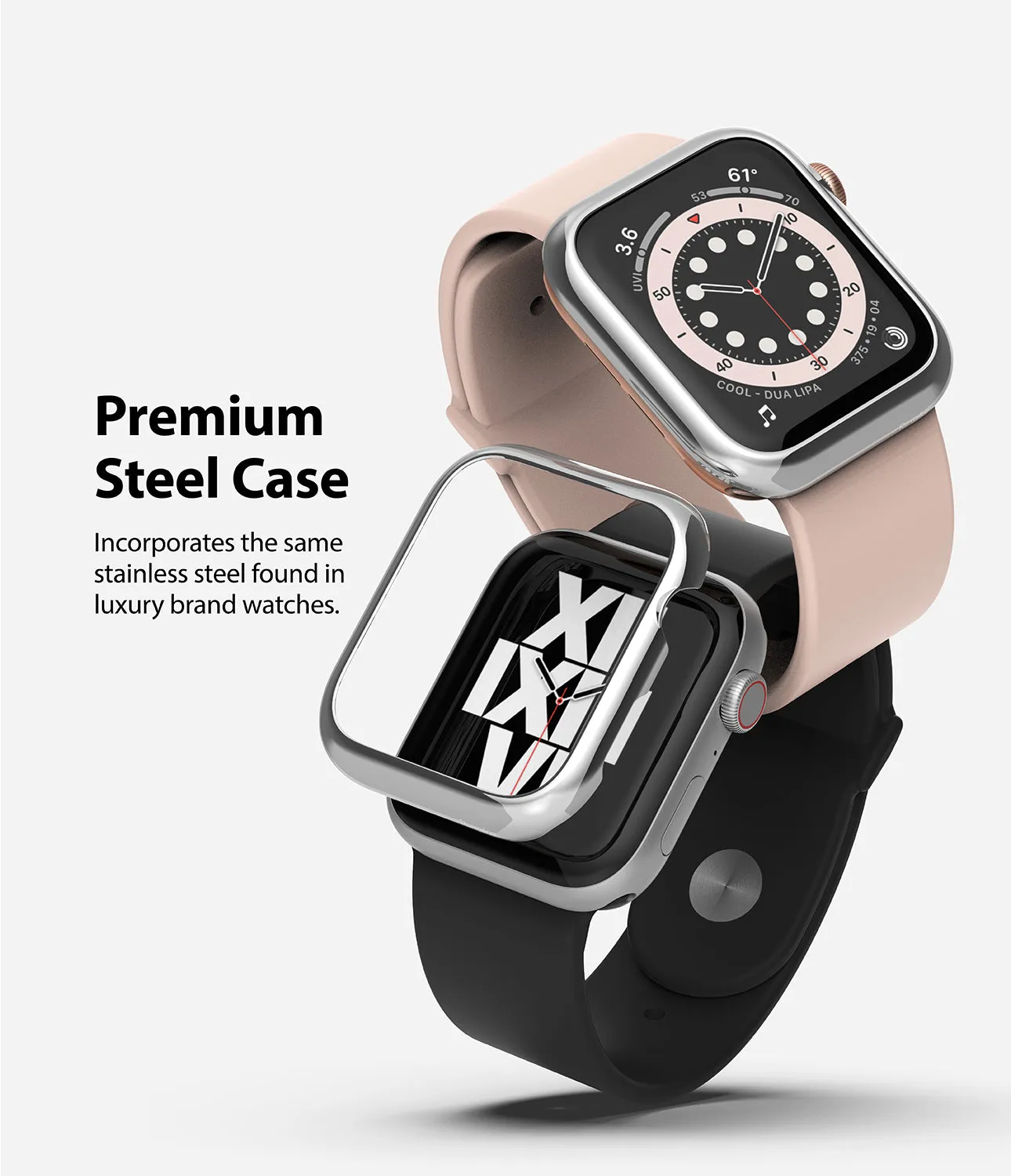 Apple Watch Series 6 / SE / 5 / 4 (40mm) | Premium Bezel Styling Silver   Black