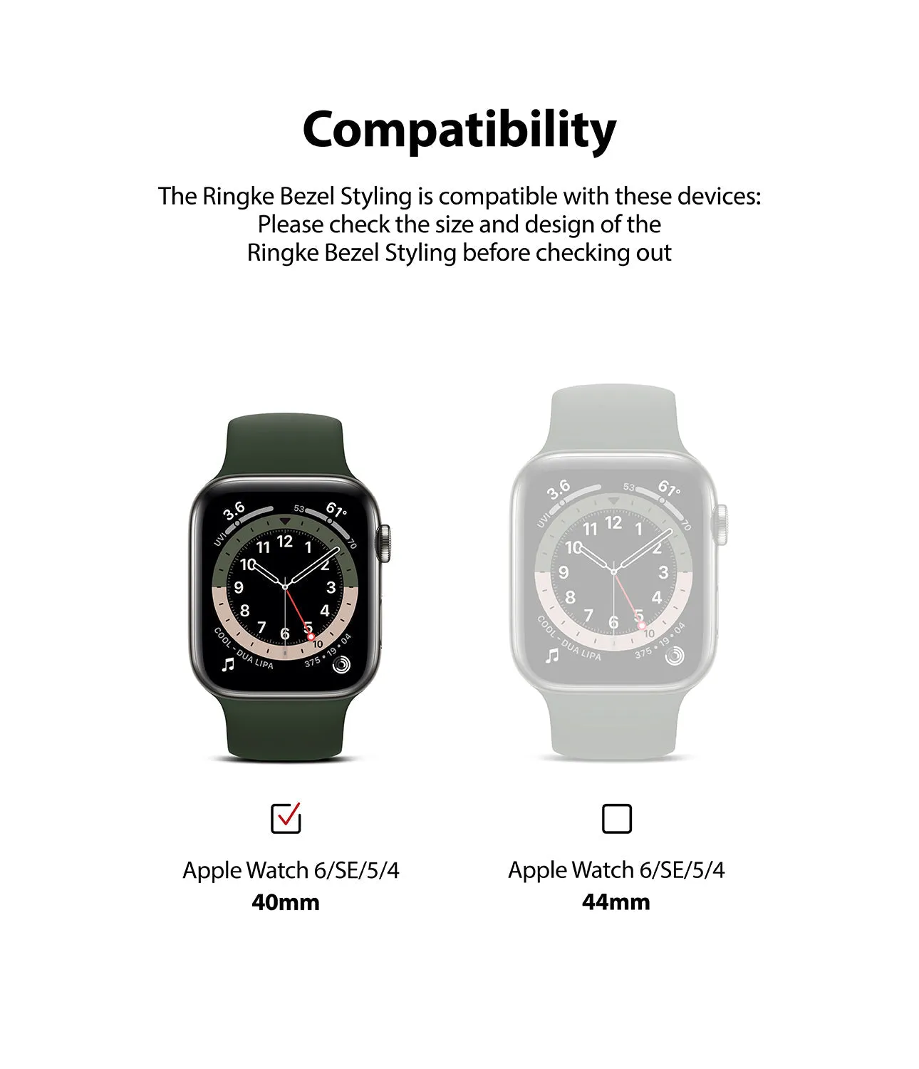 Apple Watch Series 6 / SE / 5 / 4 (40mm) | Premium Bezel Styling Silver   Black