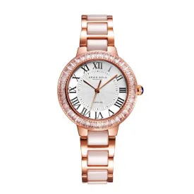 ARIES GOLD ENCHANT CAPELLA ROSE GOLD STAINLESS STEEL L 5015Z RG-W WHITE CERAMIC WOMEN'S WATCH