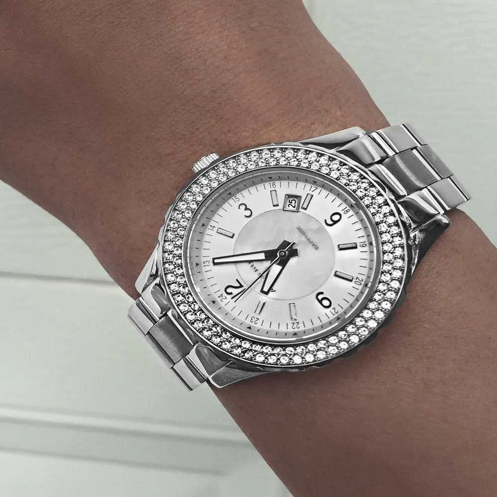 ARIES GOLD ENCHANT VENUS SILVER STAINLESS STEEL L 5005Z S-MOP WOMEN'S WATCH