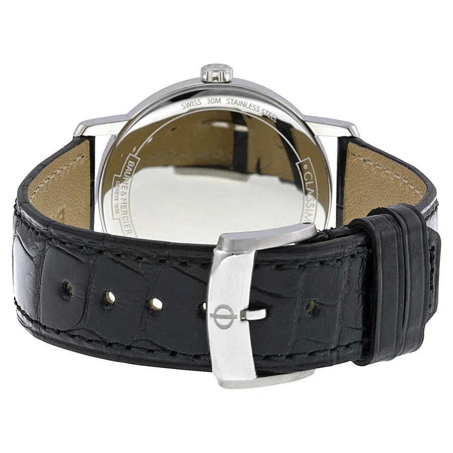 Baume and Mercier Classima Silver Dial Black Leather Ladies Watch 10148