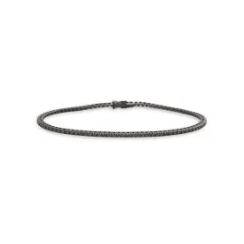 Black Diamond Tennis Bracelet (1.15 ct.) 4-Prongs Setting in 18K Gold, Made in Italy