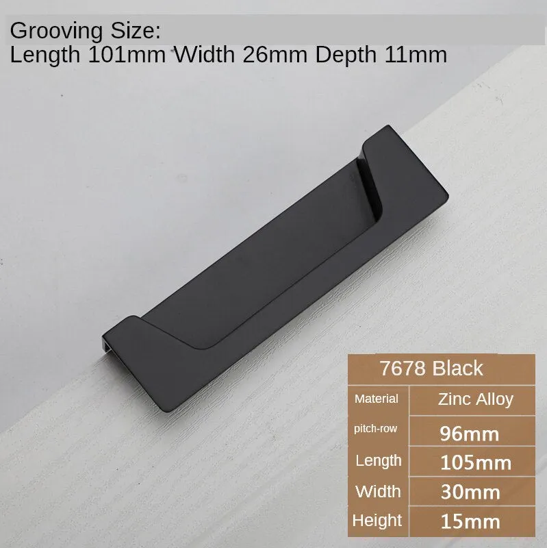 Black Slotting Sliding Door Handle Gold Modern European Style Concealed Button Closet Drawer Handle Furniture Hardware