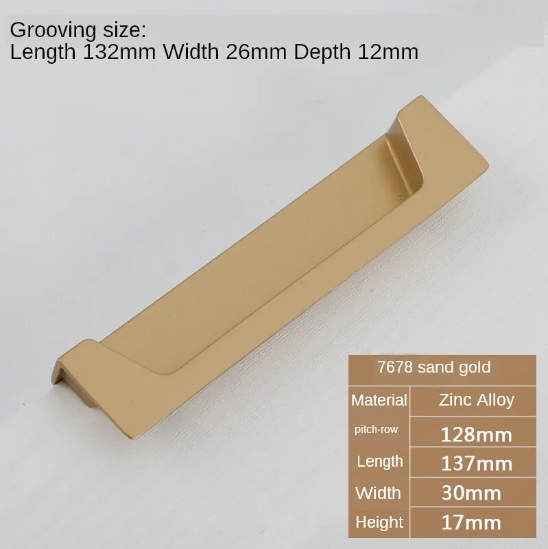 Black Slotting Sliding Door Handle Gold Modern European Style Concealed Button Closet Drawer Handle Furniture Hardware