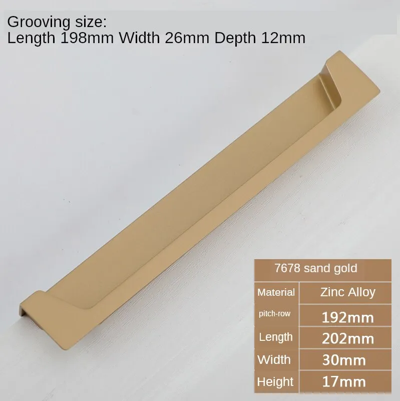 Black Slotting Sliding Door Handle Gold Modern European Style Concealed Button Closet Drawer Handle Furniture Hardware