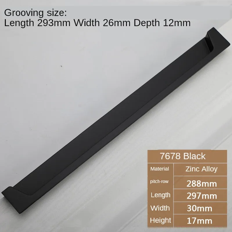 Black Slotting Sliding Door Handle Gold Modern European Style Concealed Button Closet Drawer Handle Furniture Hardware