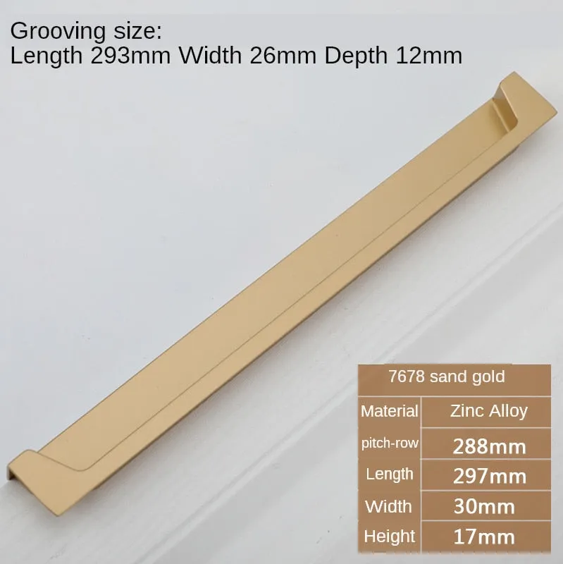 Black Slotting Sliding Door Handle Gold Modern European Style Concealed Button Closet Drawer Handle Furniture Hardware