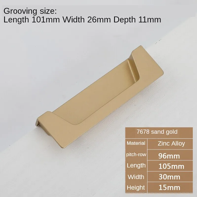 Black Slotting Sliding Door Handle Gold Modern European Style Concealed Button Closet Drawer Handle Furniture Hardware
