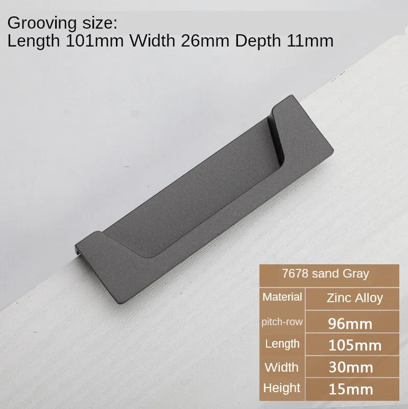 Black Slotting Sliding Door Handle Gold Modern European Style Concealed Button Closet Drawer Handle Furniture Hardware