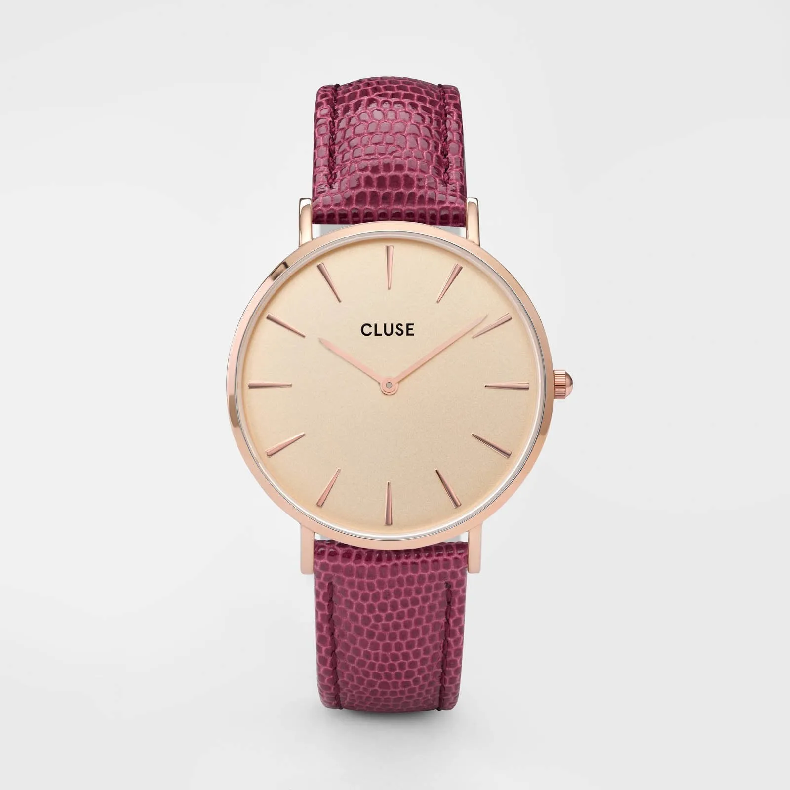 Boho Chic Rose Gold Champagne/Cerise Lizard