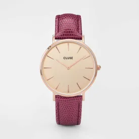 Boho Chic Rose Gold Champagne/Cerise Lizard
