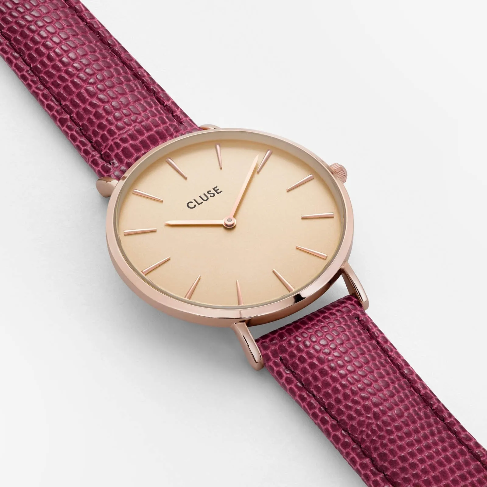 Boho Chic Rose Gold Champagne/Cerise Lizard