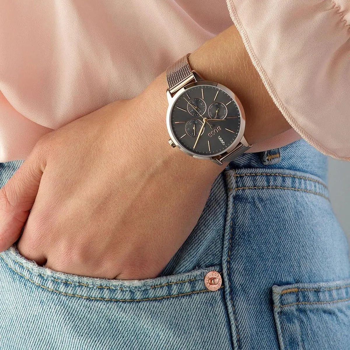 BOSS Symphony 38mm Grey Gold Tone Quartz Ladies Watch