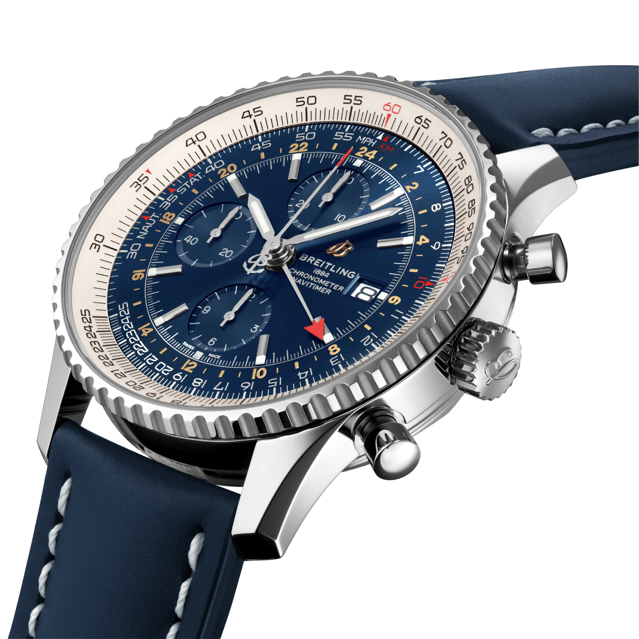 BRT Watch Navitimer 1 Chronograph GMT 46 Leather Tang Type