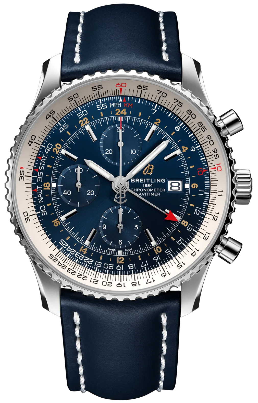 BRT Watch Navitimer 1 Chronograph GMT 46 Leather Tang Type