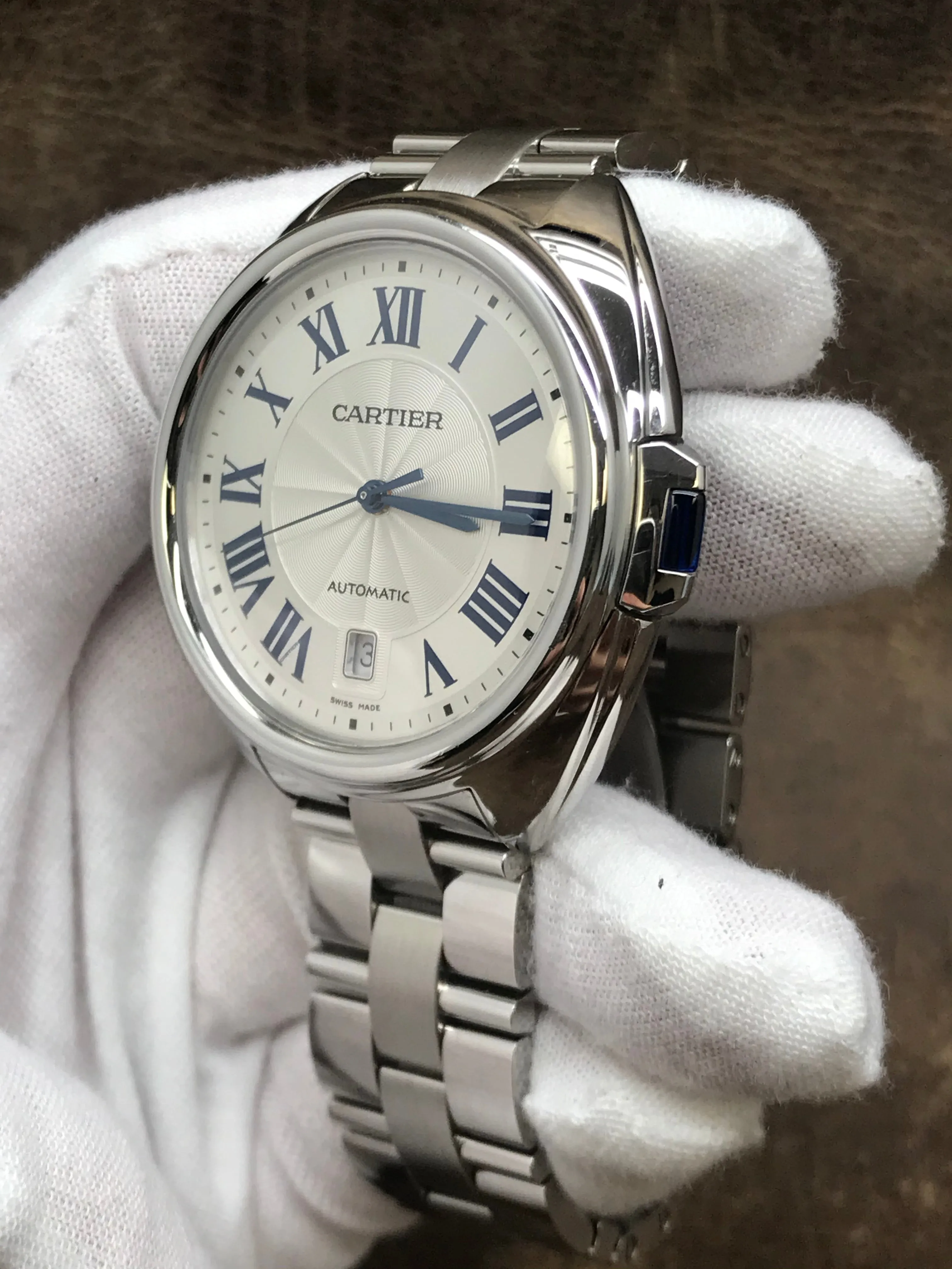 Cartier Cle de Cartier WSCL0007 Silver Guilloche Dial Automatic Men's Watch